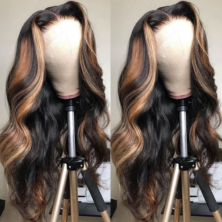 (VIP) Luxury Brown Highlight Straight Honey Transparent HD Honey, 100% Humair hair Lace Front Wig, Sale, Hot Selling Summer Wig
