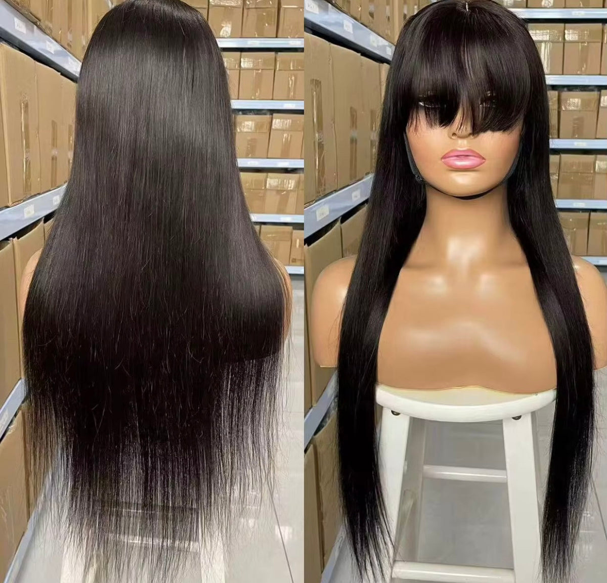 (VIP) Natural Brown, Luxury, Shiny Brown, Long Bang Lace front – 13x5  Lace Front Transparent 100% Human Hair Wig - Everyday Wig