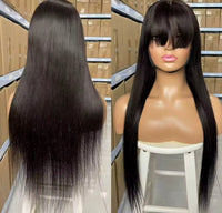 (VIP) Natural Brown, Luxury, Shiny Brown, Long Bang Lace front – 13x5  Lace Front Transparent 100% Human Hair Wig - Everyday Wig