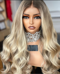 Frostline Crown – Ash Root Melted 613 Blend Balayage Wig 13x4