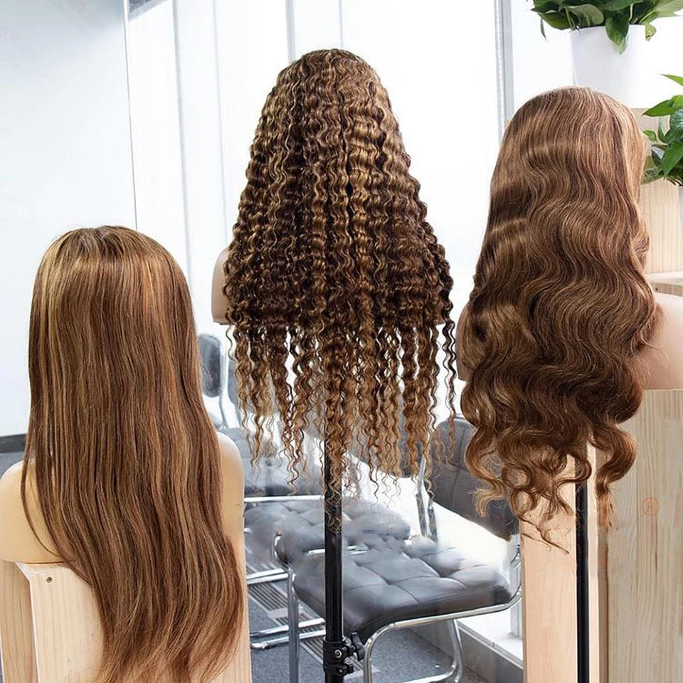 (VIP) Luxury Brown Highlight Straight Honey Transparent HD Honey, 100% Humair hair Lace Front Wig, Sale, Hot Selling Summer Wig