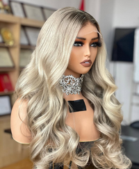 Frostline Crown – Ash Root Melted 613 Blend Balayage Wig 13x4