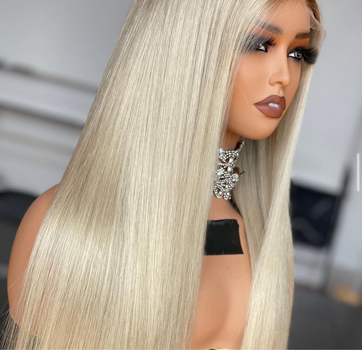 Icy Silk – HD Lace Straight Platinum Blonde Custom Wig