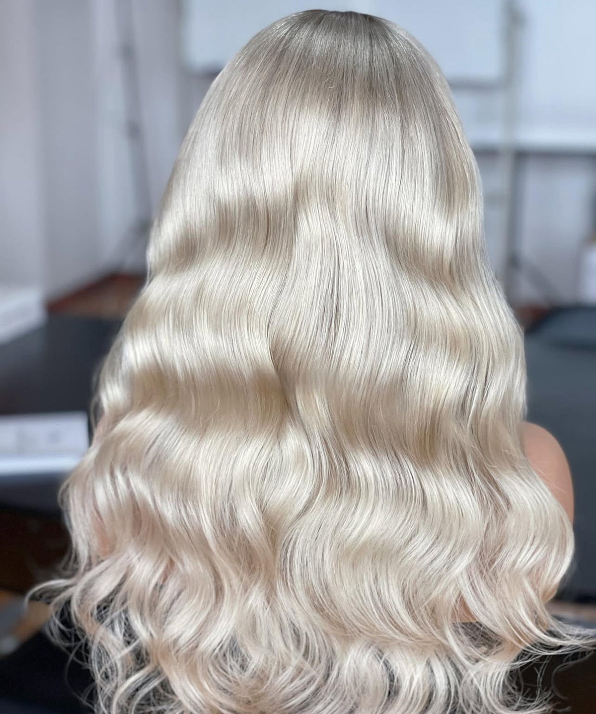 (VIP) Icey Mami Platinum Diamond Blonde Runway Collection Single donor Light Blonde Brown Roots Luxury Wig Series 13x5 Lace front (VIP) Season Sale, Hot Selling Summer Wig