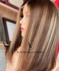 (VIP) Brown Natural Medical HD Lace Front Wig Grade Mini Topper Wig 5.0 Knot Silk Base