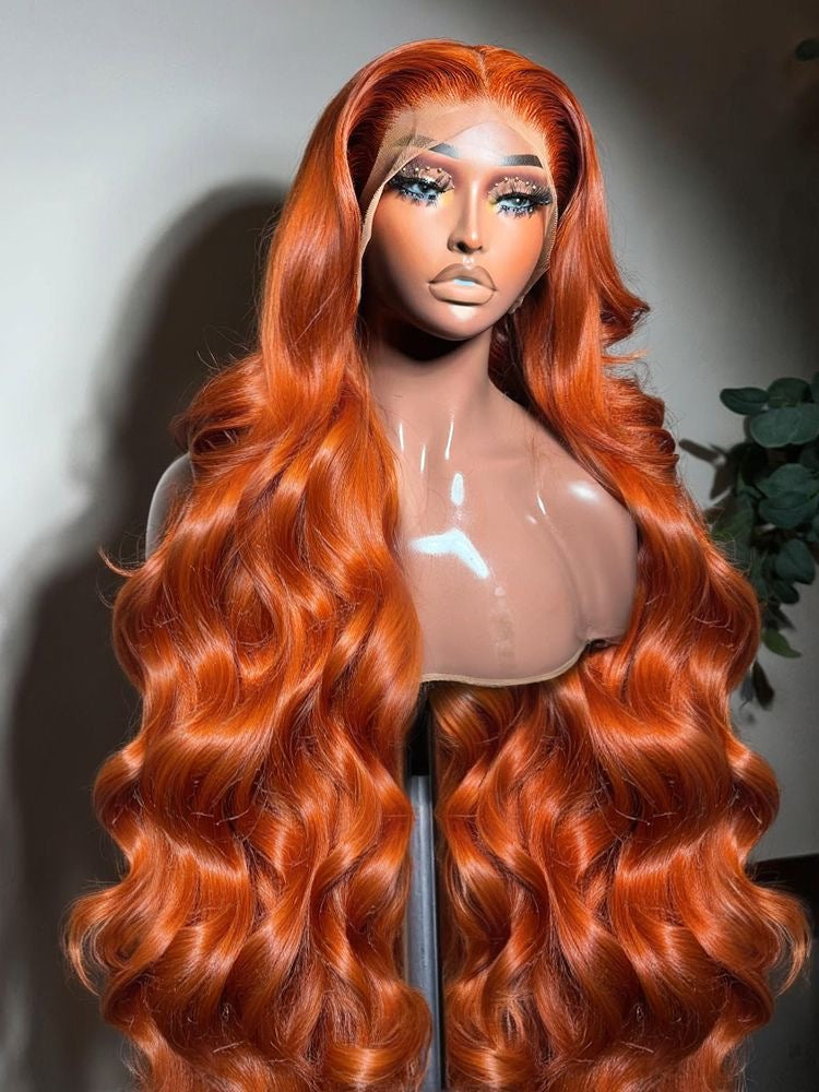 (VIP) Deep Ocean Orange Deep Wave Transparent Lace Premium HD Lace Front luxury Wig, Summer Season Sale (Vip Sale) Hot Selling 100% human hair Single Donor hair