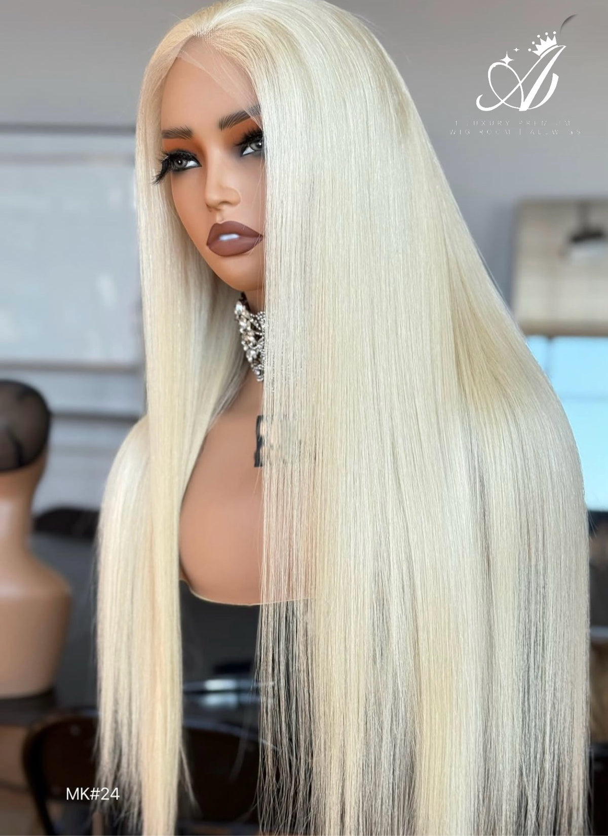 Frosted Champagne Platinum Balayage | HD Melt Lace | Premium 2.0 Wig New 613 Luxury Shiny Bone Straight European 613 Wig (VIP) - Showroom