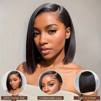 (12) Inches (VIP) Elegant Black Luxury Premium Summer Transparent Bob HD 13x5 Singl- Donor Lace Frontal Wig, Season sale, Hot Selling - Perfect Summer Vacation Wig