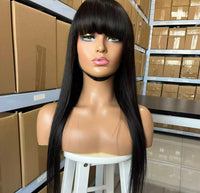 (VIP) Natural Brown, Luxury, Shiny Brown, Long Bang Lace front – 13x5  Lace Front Transparent 100% Human Hair Wig - Everyday Wig