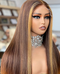 Maple – Pre-Plucked Glueless Honey Wig hand-made 13x4