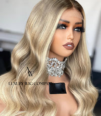 (VIP) Sweet-Honey Amber Premium 5.0 Knot Balayage Raw Virgin Hair Glueless Lace front luxury 13x5 , Summer Season Sale (Vip Sale) Hot Selling 100% human hair Single Donor hair