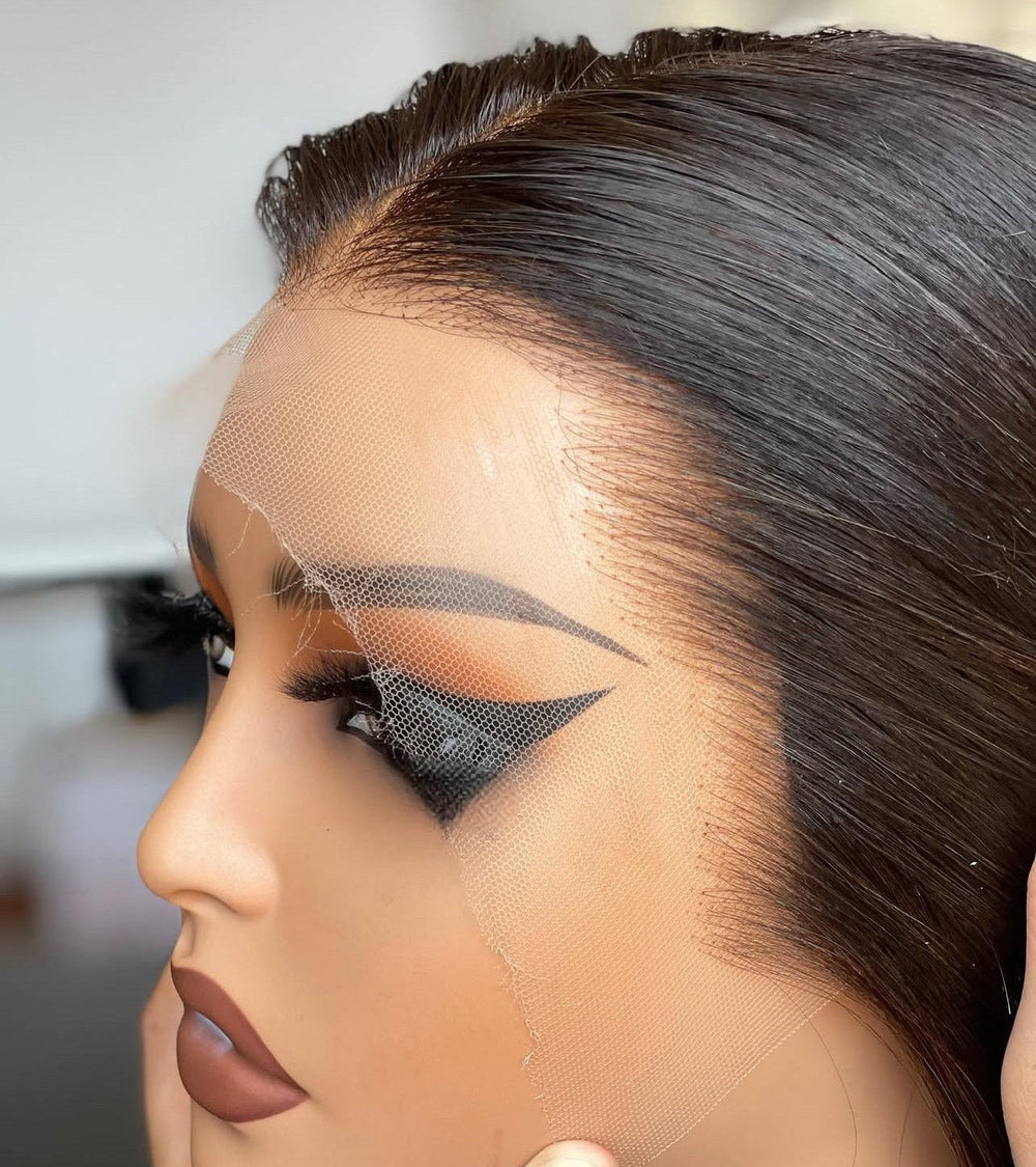 (VIP) Platinum Melt Straight Jet Black Runway Collection Black Premium Noir Tier Top Quality Long-lasting Shiny 13x5 5D Single- Donor 100% Human Hair Wig Popular Selling 40* inches