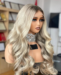 Frostline Crown – Ash Root Melted 613 Blend Balayage Wig 13x4