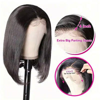 (12) Inches (VIP) Elegant Black Luxury Premium Summer Transparent Bob HD 13x5 Singl- Donor Lace Frontal Wig, Season sale, Hot Selling - Perfect Summer Vacation Wig