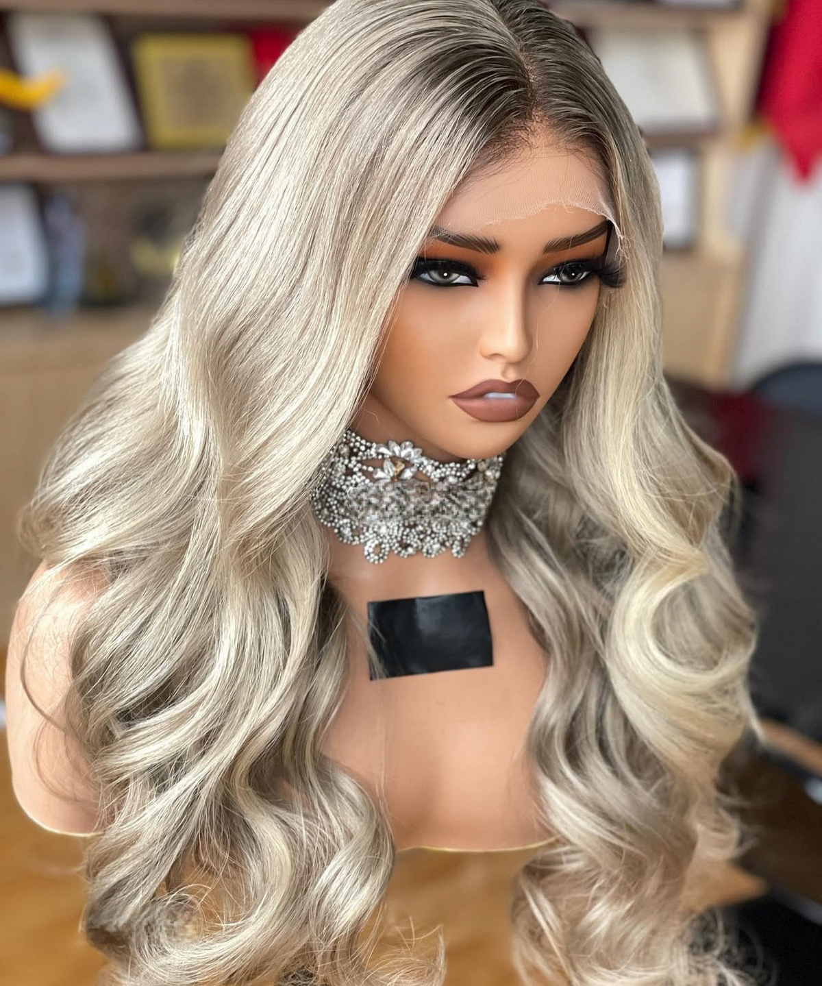 (VIP) Frostline Crow Hand-made 13x5 Luxury Ash Blonde with Brown Roots Melted 613 Blend Balayage Wig 13x5 Wig (VIP) Summer Sale Hot Selling luxury Russian hair 100% human hair