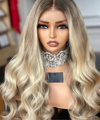 Frostline Crown – Ash Root Melted 613 Blend Balayage Wig 13x4