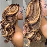 (VIP) Luxury Brown Highlight Straight Honey Transparent HD Honey, 100% Humair hair Lace Front Wig, Sale, Hot Selling Summer Wig