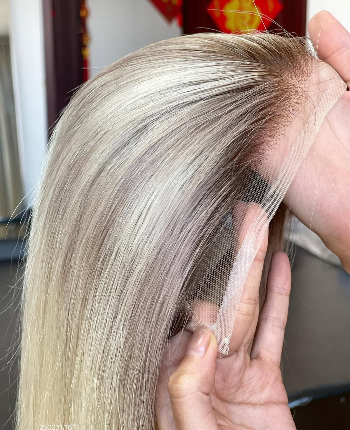 (VIP) Arabian Crown Blonde Premium Platinum Luxury, Balayage, HD blends 613 light brown roots – 5D 5.0 Lace Front Wig Runway Collection, Single donor 13x5 RAW (Vip) Luxury Summer Season Sale