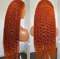 (VIP) Deep Ocean Orange Deep Wave Transparent Lace Premium HD Lace Front luxury Wig, Summer Season Sale (Vip Sale) Hot Selling 100% human hair Single Donor hair