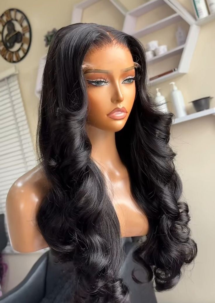 Arabelle ‘Just Perfect’ Body Wave Jet Black HD Lace Front Black Colour HD Premium Transparent 13.5 Luxury Summer Unit (VIP) Season Sale, Hot Selling, 5.0 100% Human Hair Russian Single-donor Wig