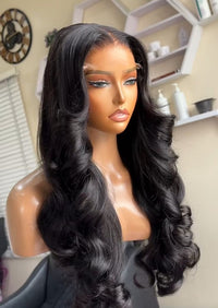 Arabelle ‘Just Perfect’ Body Wave Jet Black HD Lace Front Black Colour HD Premium Transparent 13.5 Luxury Summer Unit (VIP) Season Sale, Hot Selling, 5.0 100% Human Hair Russian Single-donor Wig