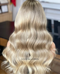 (VIP) Sweet-Honey Amber Premium 5.0 Knot Balayage Raw Virgin Hair Glueless Lace front luxury 13x5 , Summer Season Sale (Vip Sale) Hot Selling 100% human hair Single Donor hair
