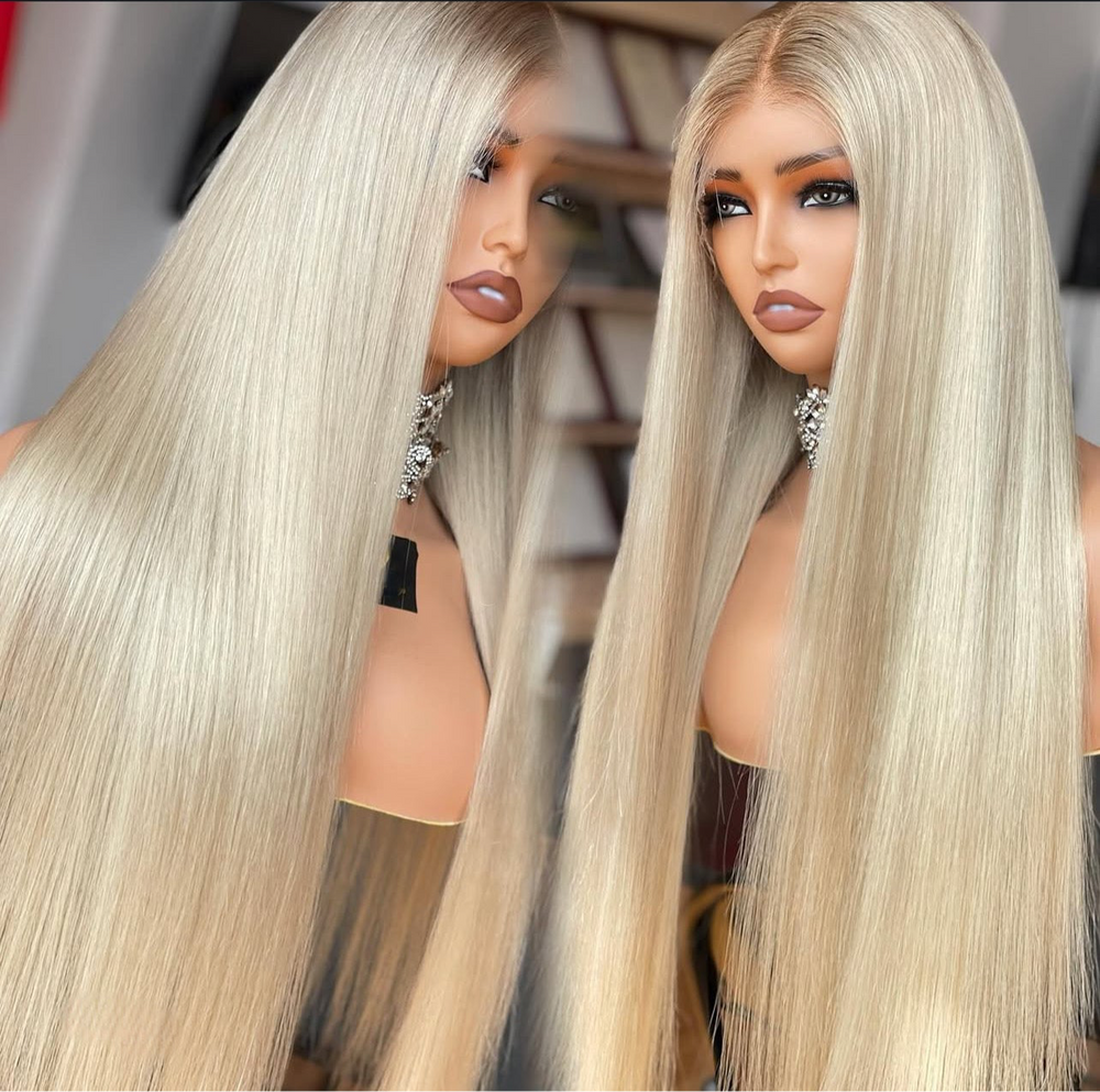 Icy Silk – HD Lace Straight Platinum Blonde Custom Wig