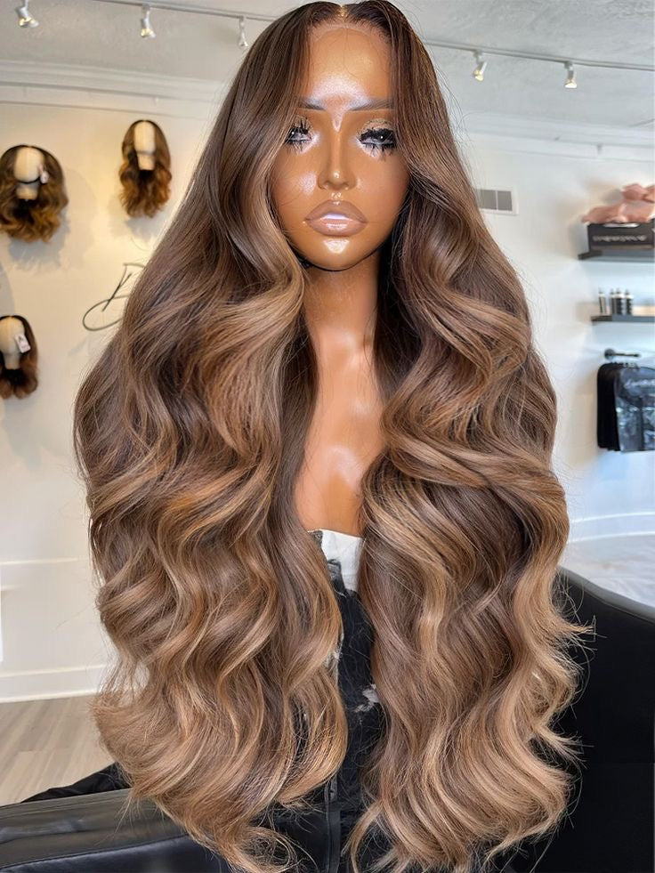 Brown Balayage Platinum 2.0 Lace Frontal 100% Human-hair Premium Luxury Wig Ultra (VIP) | Honey Glaze Wig Allwigs.Store ™️ – Premium Luxury Balayage Wig Collection (VIP Sale) 5D Lace Front Wig Wig, Season sale, Hot Selling Summer sale, 5.0 Knot